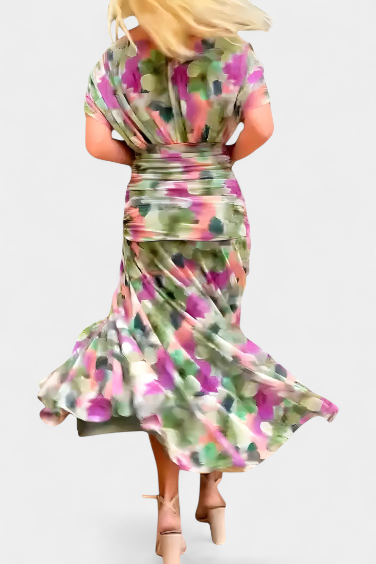 Emily™ | Long Floral V-Neck Dress