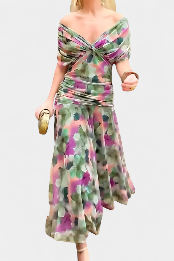 Emily™ | Long Floral V-Neck Dress