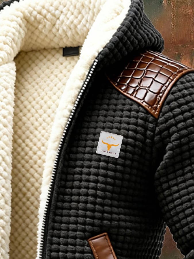 JULIAN - TEXTURED JACKET WITH EMBOSSED LEATHER