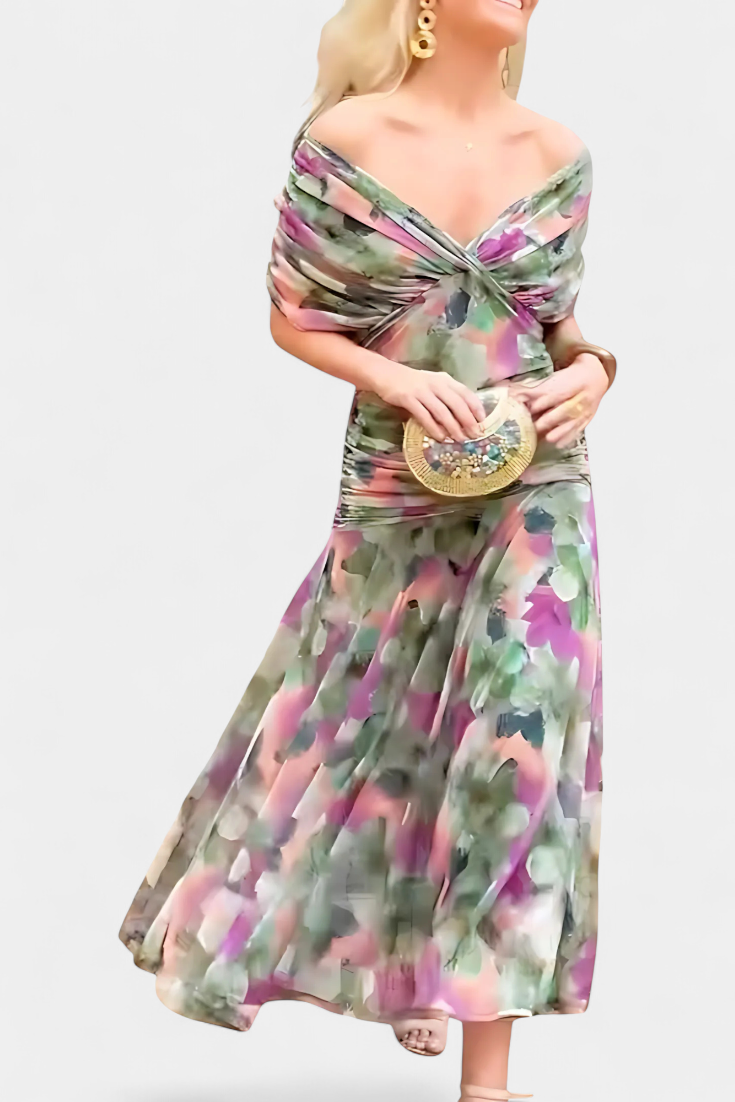 Emily™ | Long Floral V-Neck Dress