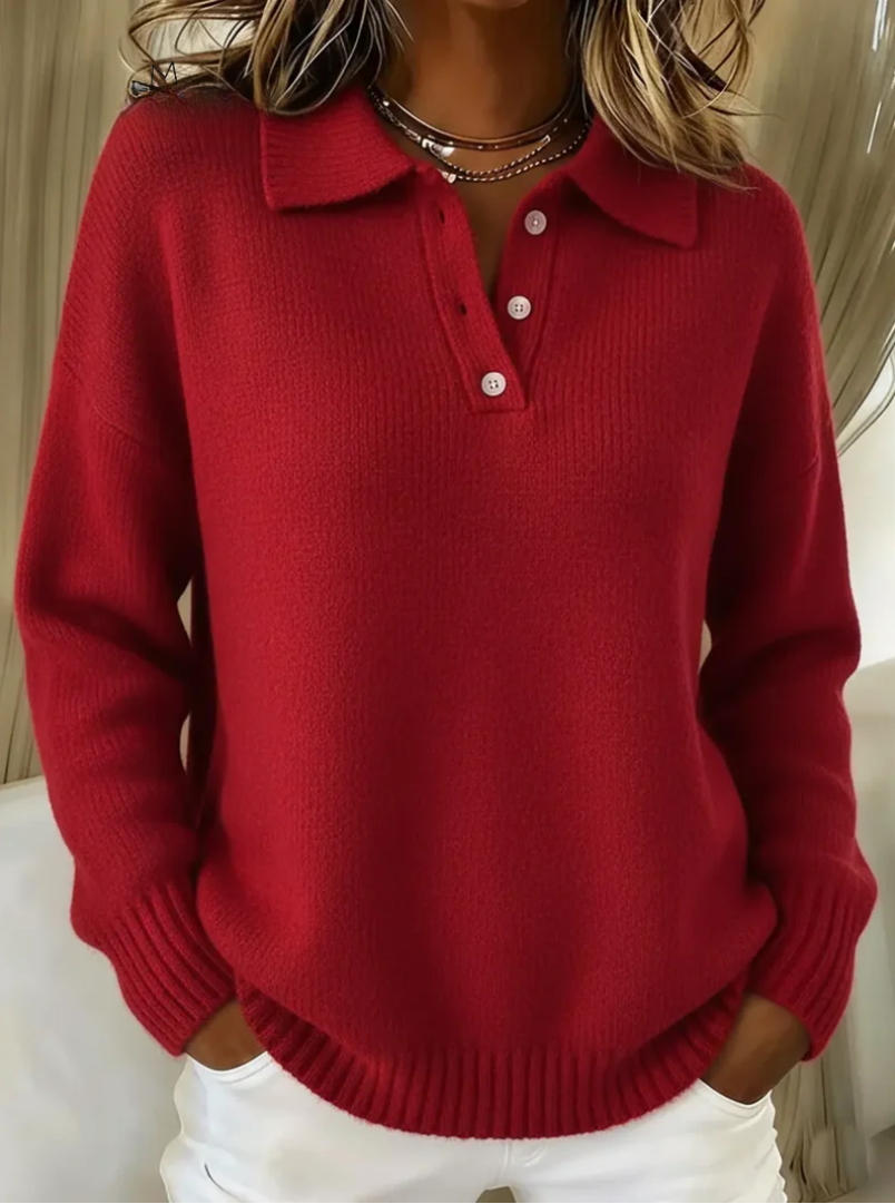 Elara | Premium Knit Polo Sweater