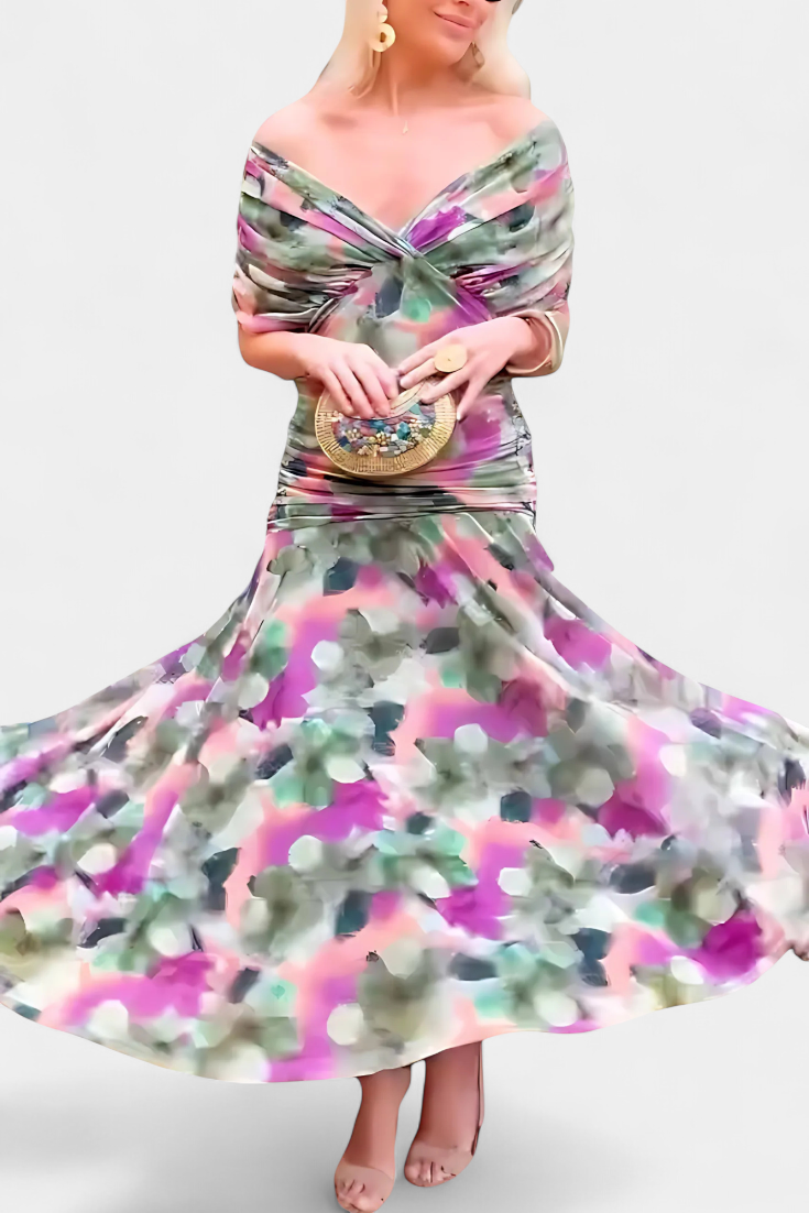 Emily™ | Long Floral V-Neck Dress