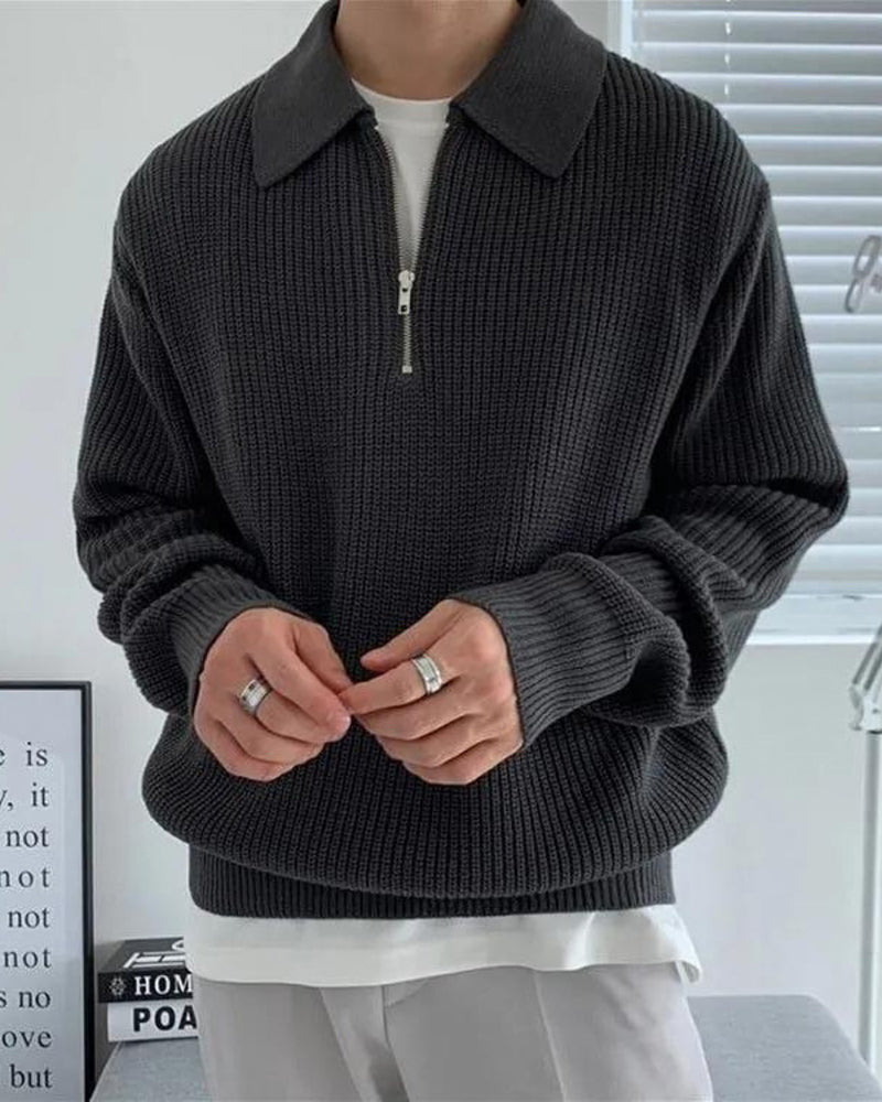 Milan | Knitted Zip Polo Sweater