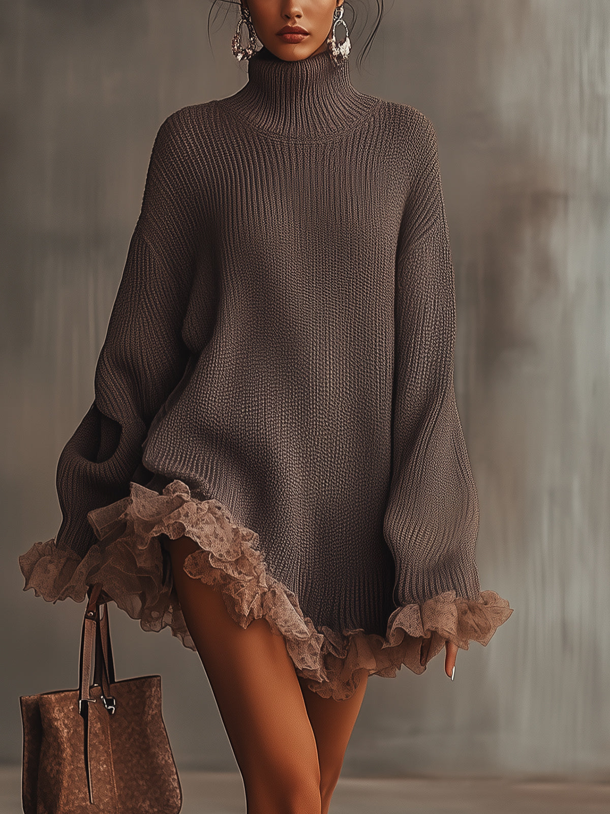 Nina | Knitted Sweater Dress with Ruffles