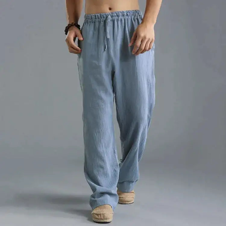Aidan | Loose Linen Trousers with Adjustable Waistband