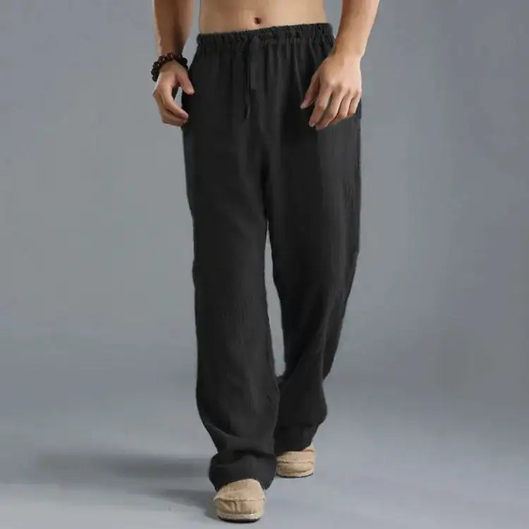 Aidan | Loose Linen Trousers with Adjustable Waistband