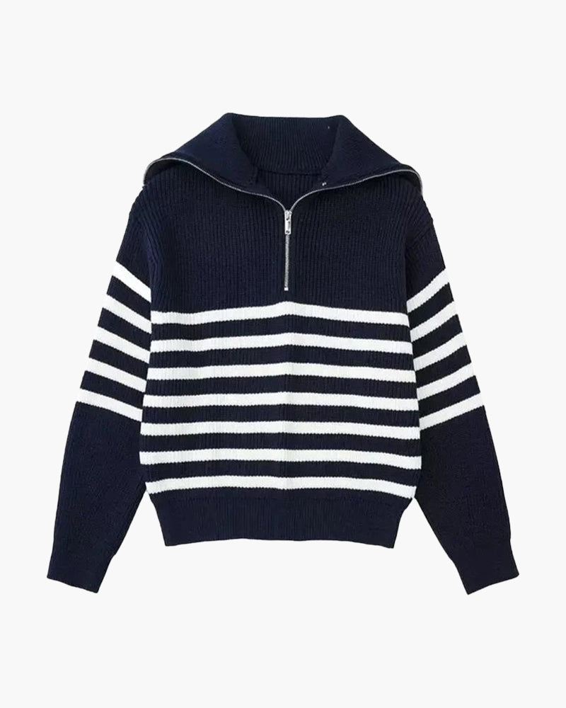 Almería | Striped Zip Sweater