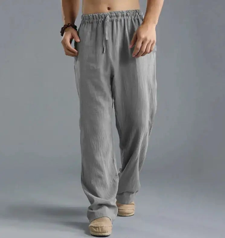 Aidan | Loose Linen Trousers with Adjustable Waistband