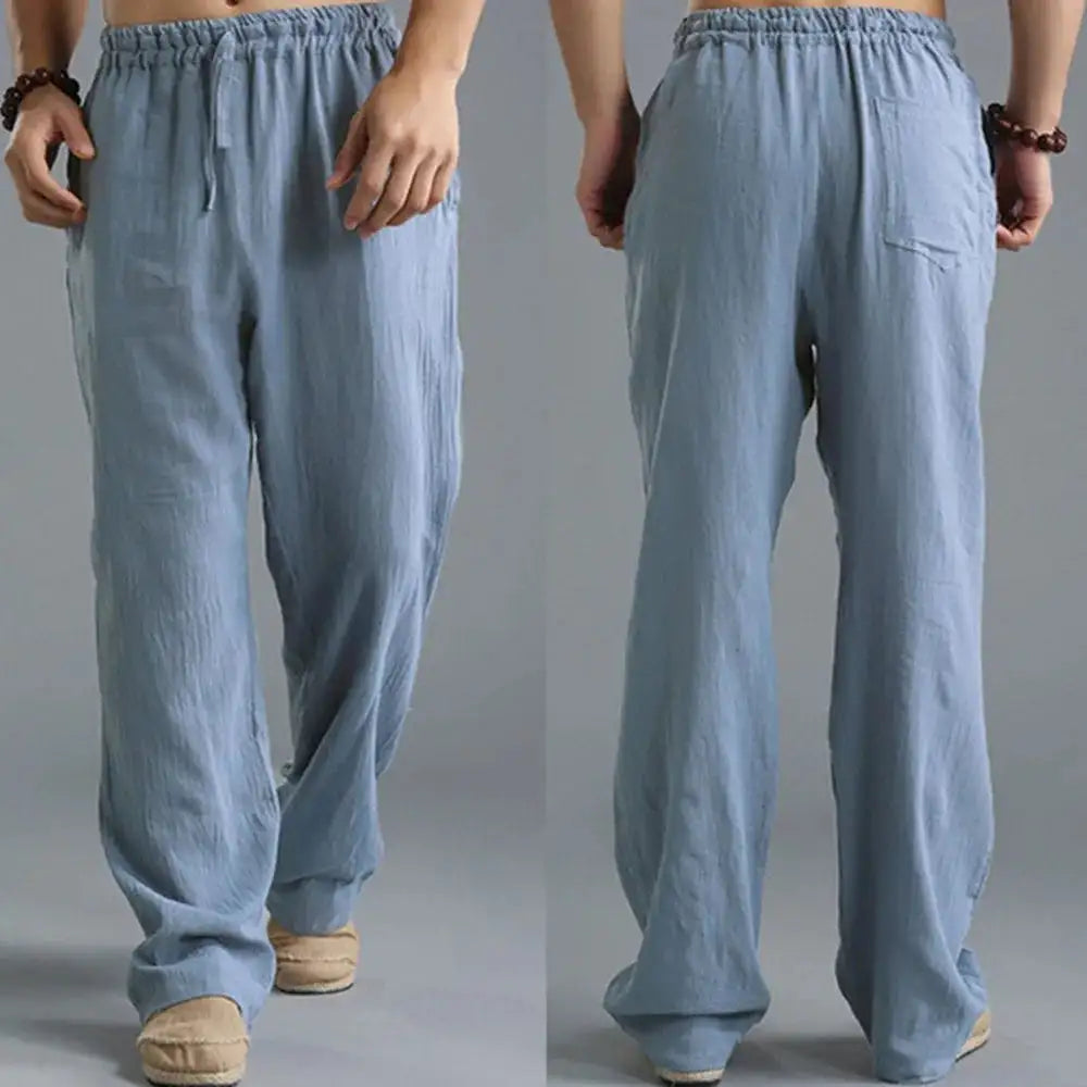 Aidan | Loose Linen Trousers with Adjustable Waistband