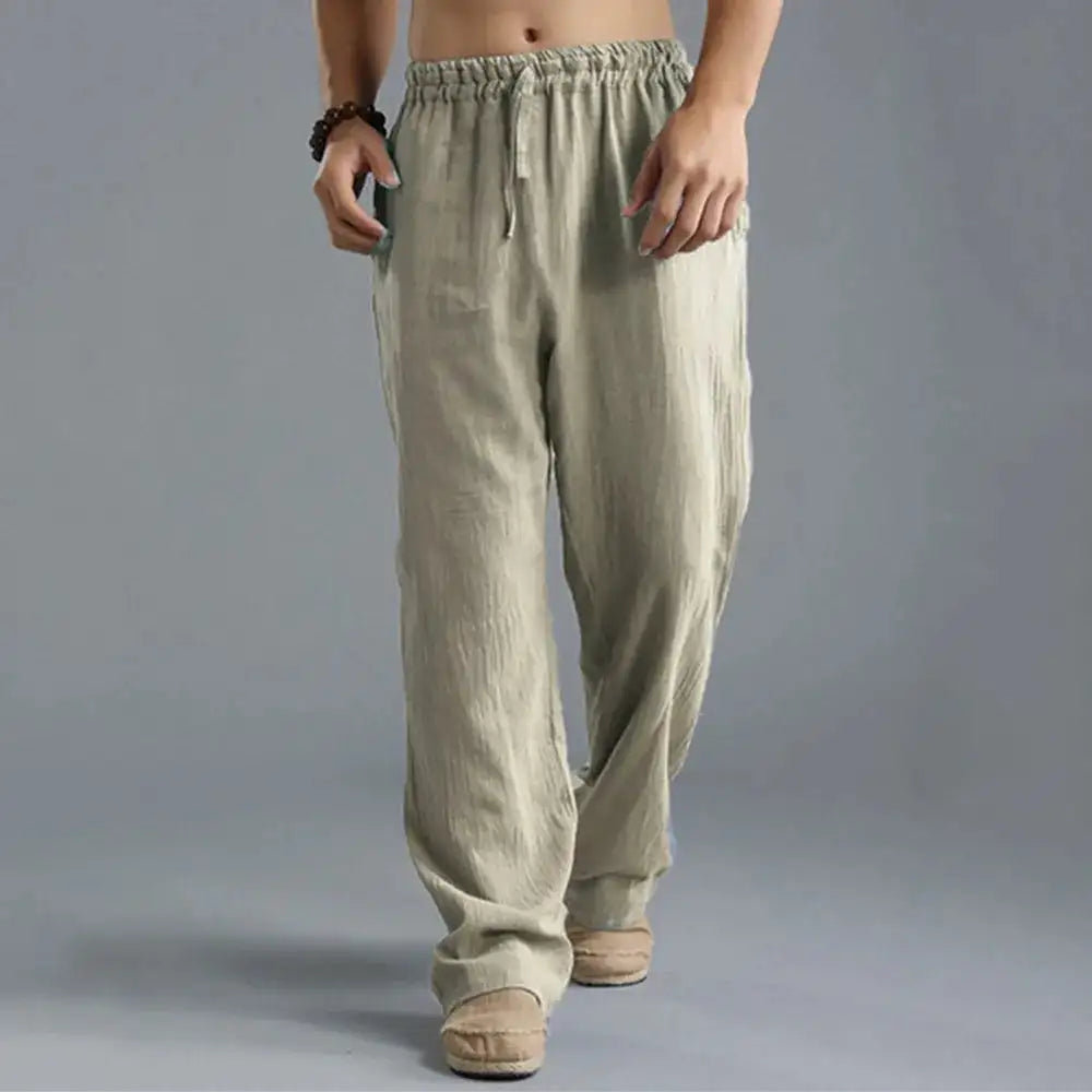 Aidan | Loose Linen Trousers with Adjustable Waistband