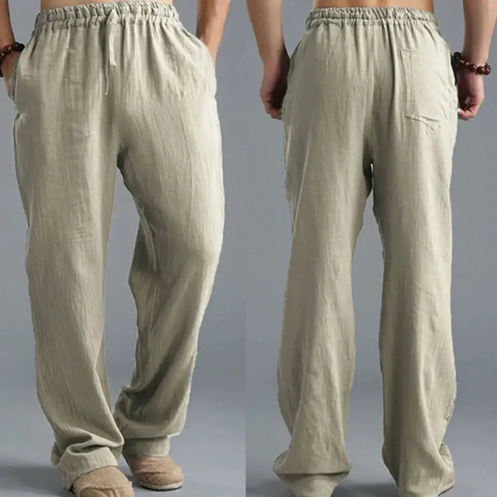 Aidan | Loose Linen Trousers with Adjustable Waistband