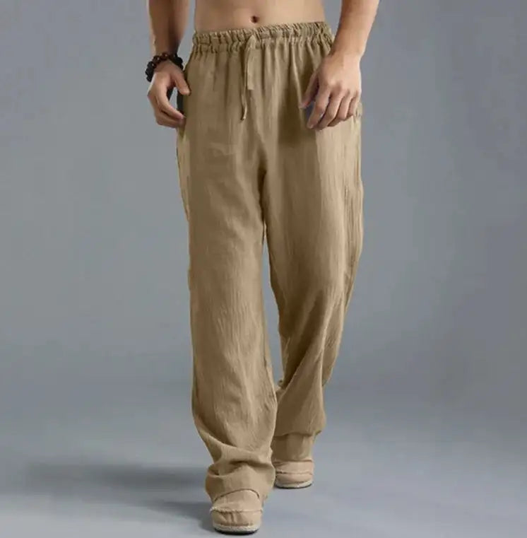 Aidan | Loose Linen Trousers with Adjustable Waistband