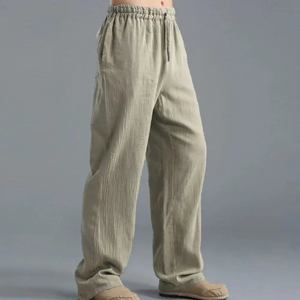 Aidan | Loose Linen Trousers with Adjustable Waistband