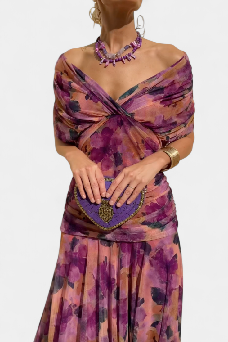 Emily™ | Long Floral V-Neck Dress