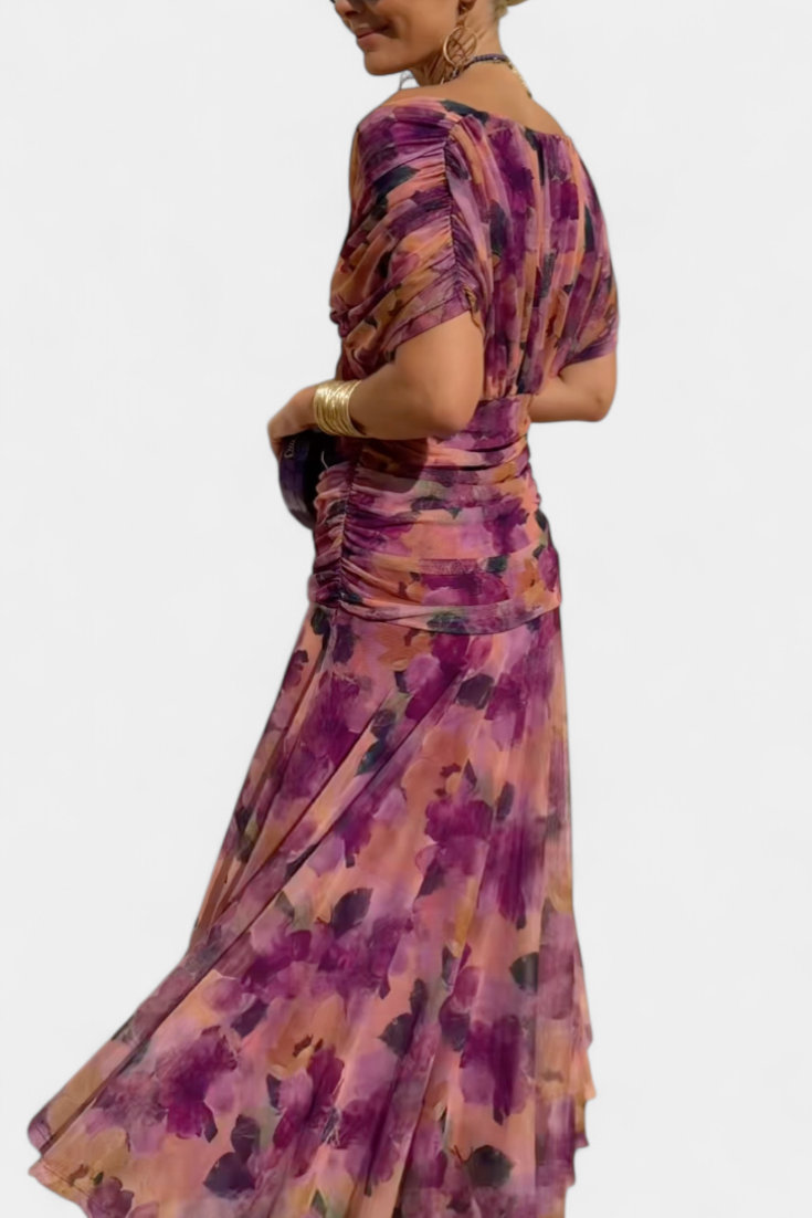 Emily™ | Long Floral V-Neck Dress