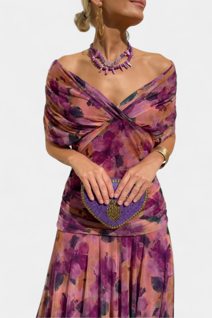 Emily™ | Long Floral V-Neck Dress