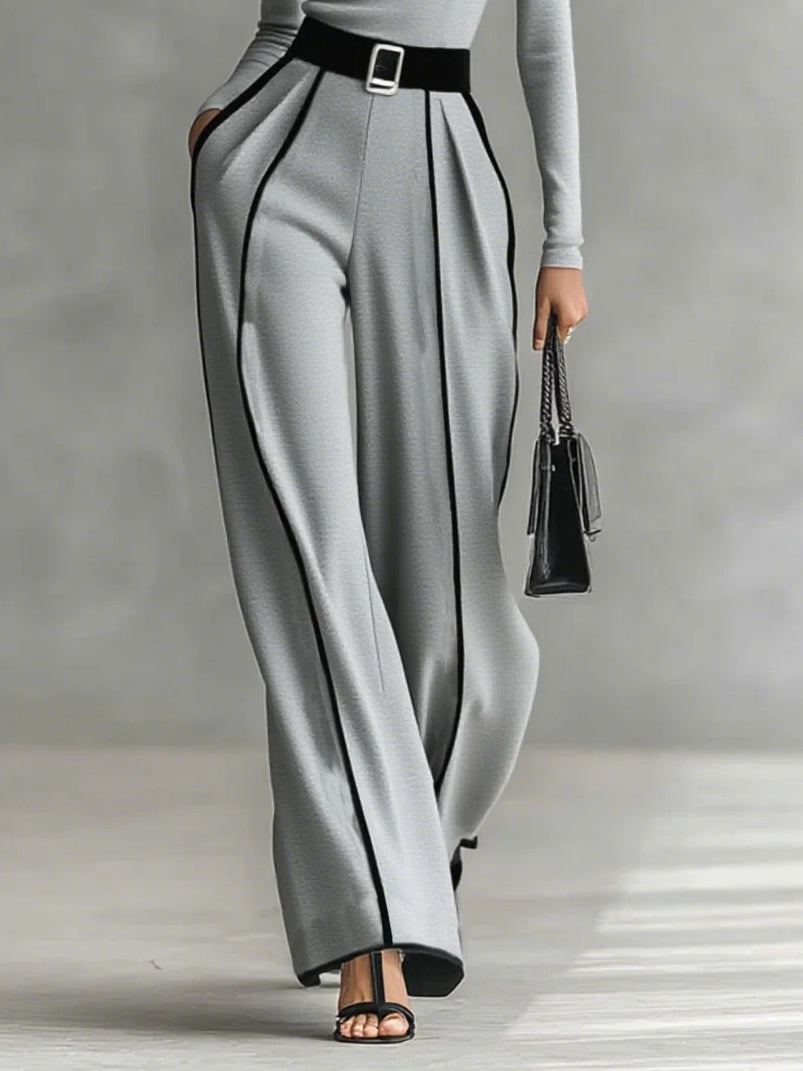 Solana - Set with a long-sleeve turtleneck and wide-leg pants with a belt