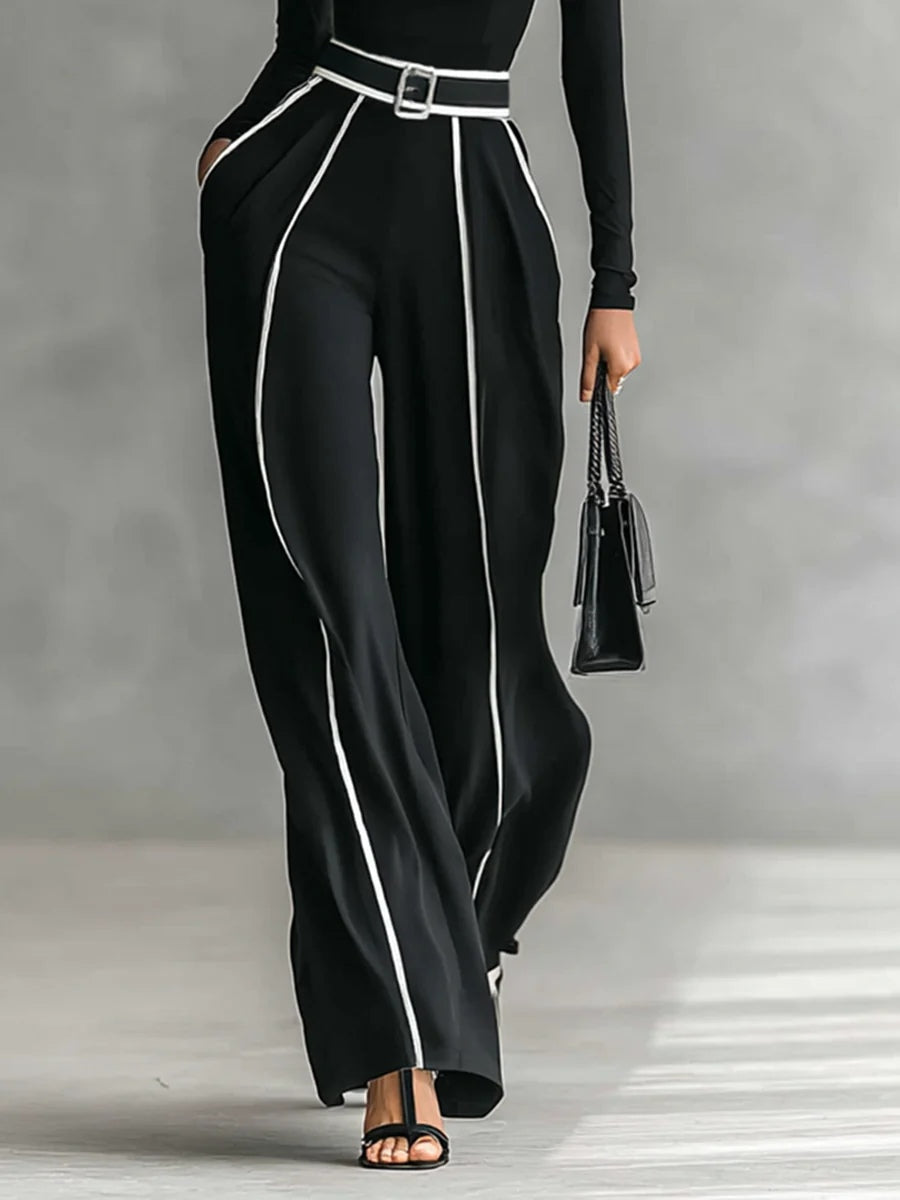 Solana - Set with a long-sleeve turtleneck and wide-leg pants with a belt