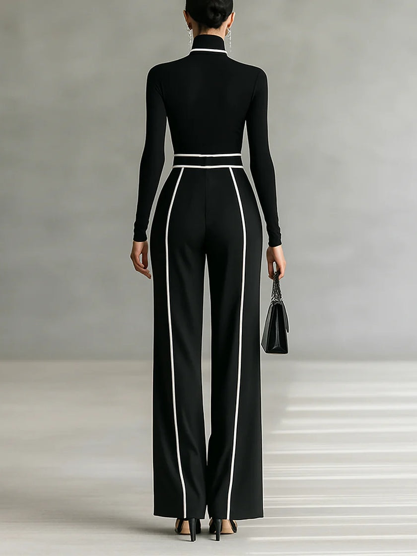Solana - Set with a long-sleeve turtleneck and wide-leg pants with a belt