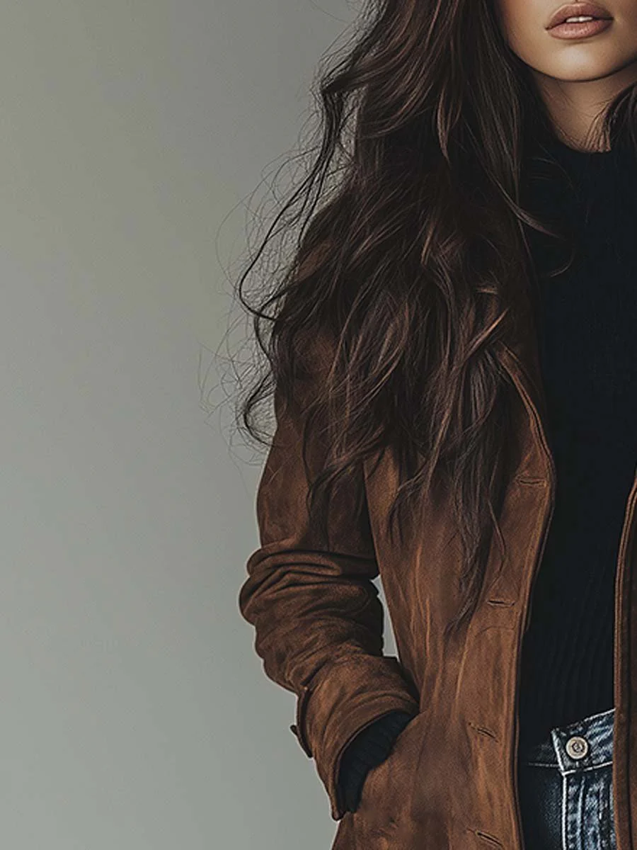 Catherine | Vintage-Style Suede Trench Coat