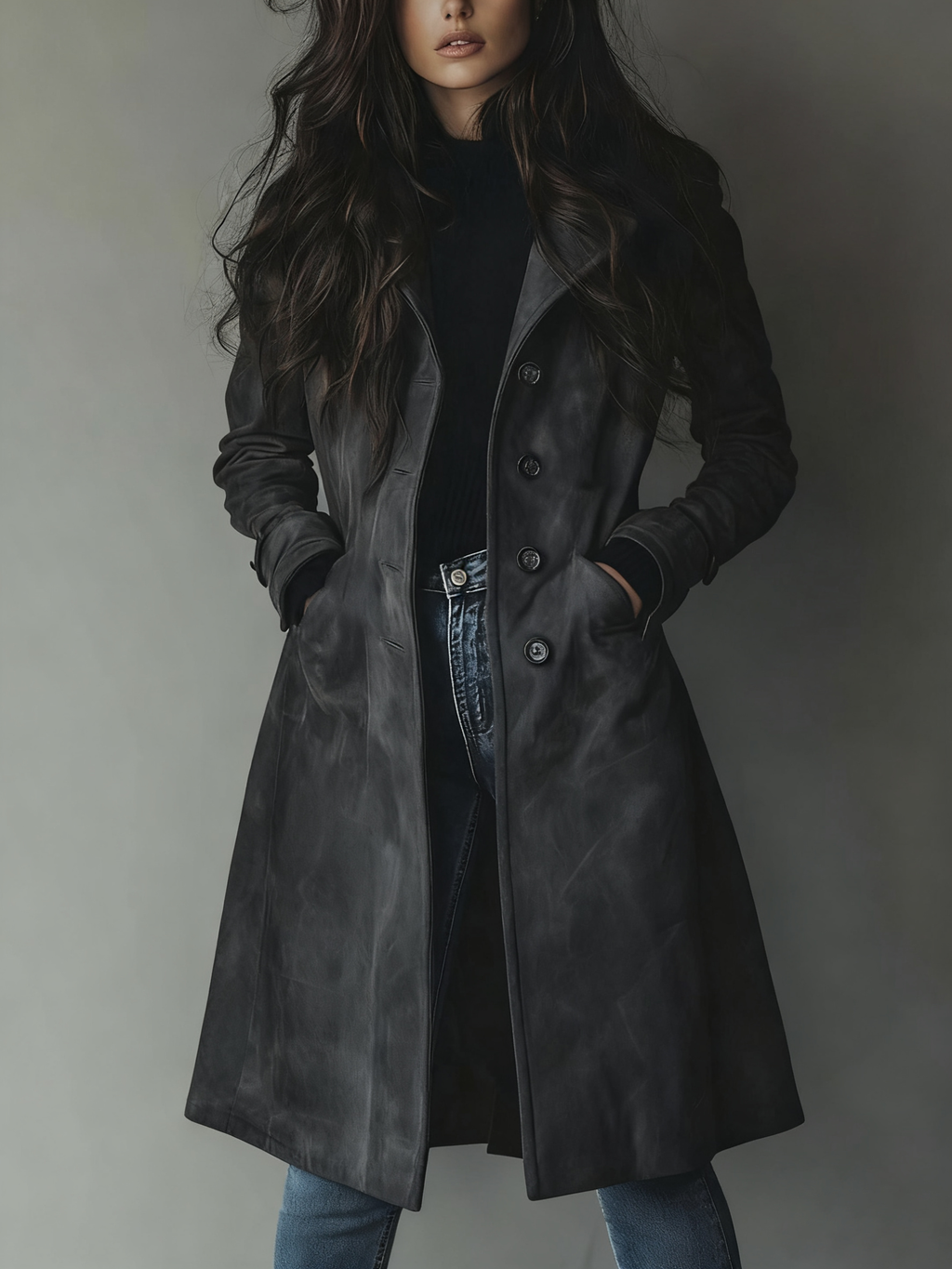 Catherine | Vintage-Style Suede Trench Coat