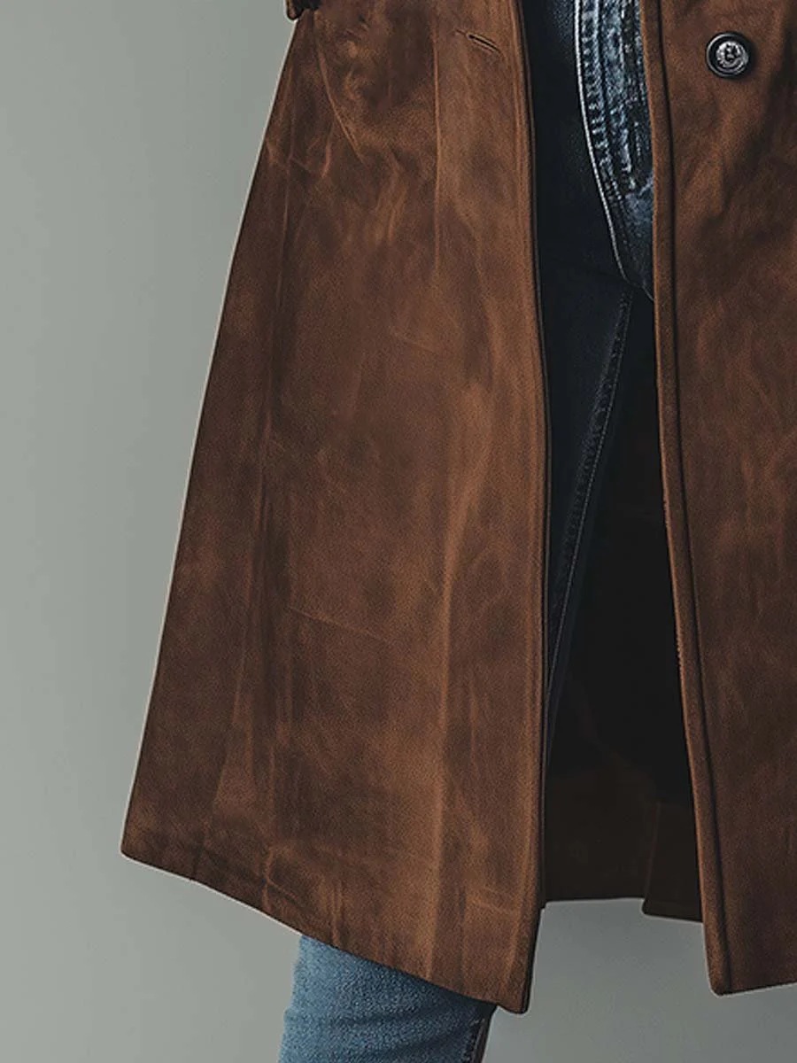 Catherine | Vintage-Style Suede Trench Coat