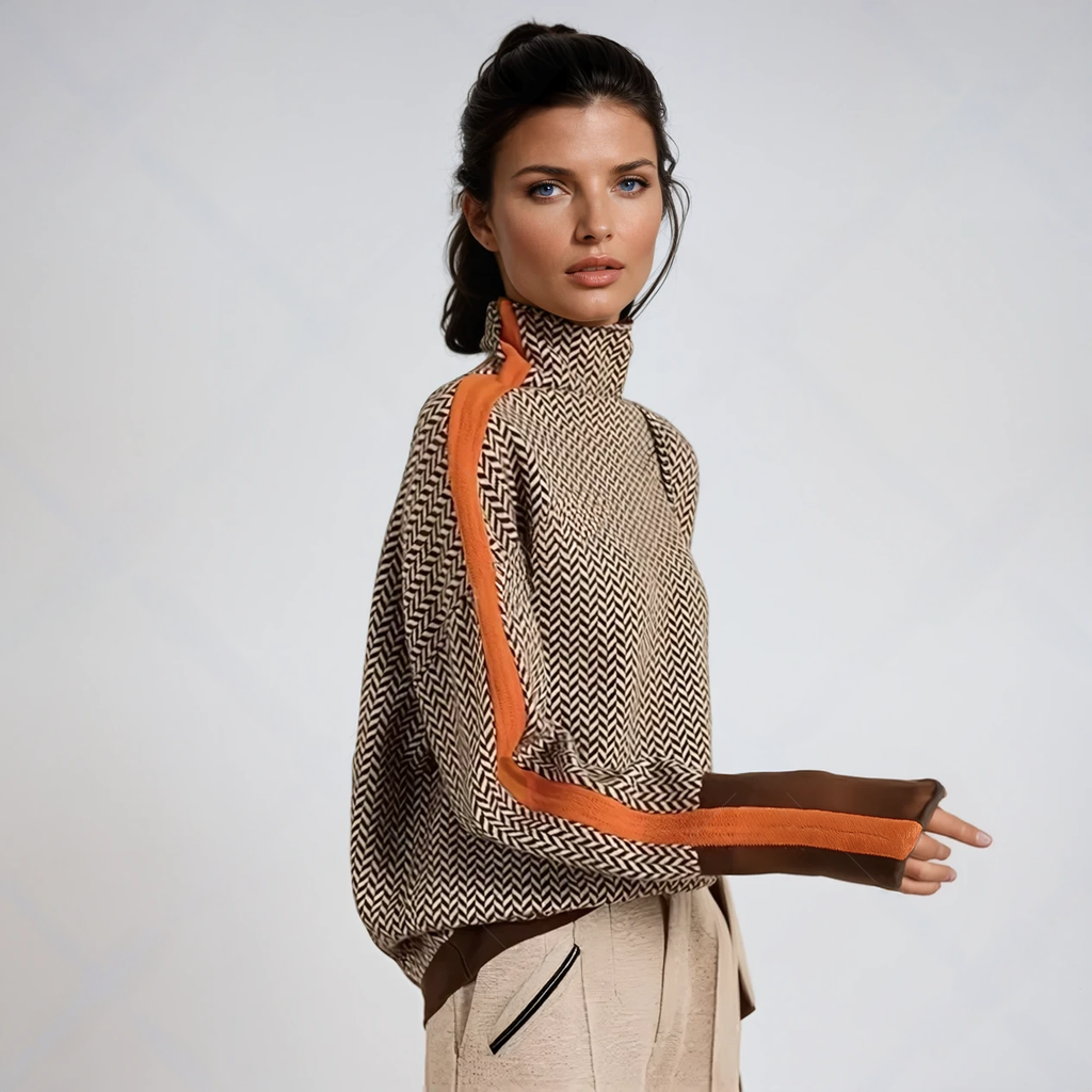 Lucía | High-neck jumper with contrast stripes