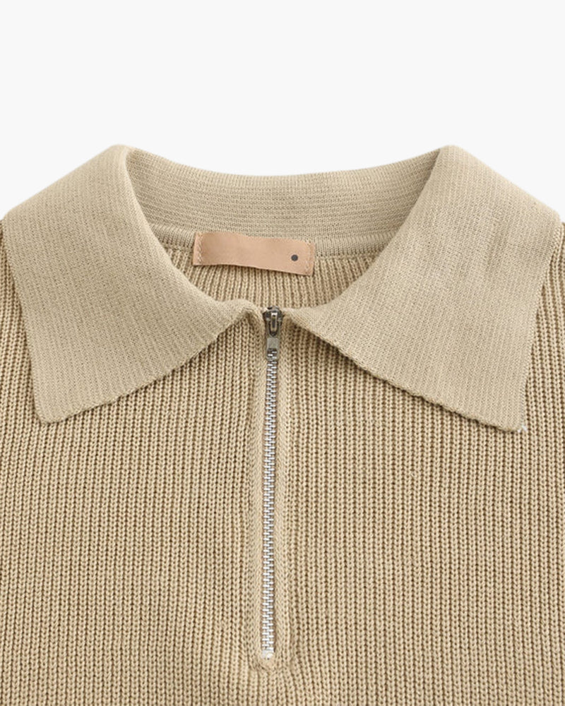 Milan | Knitted Zip Polo Sweater
