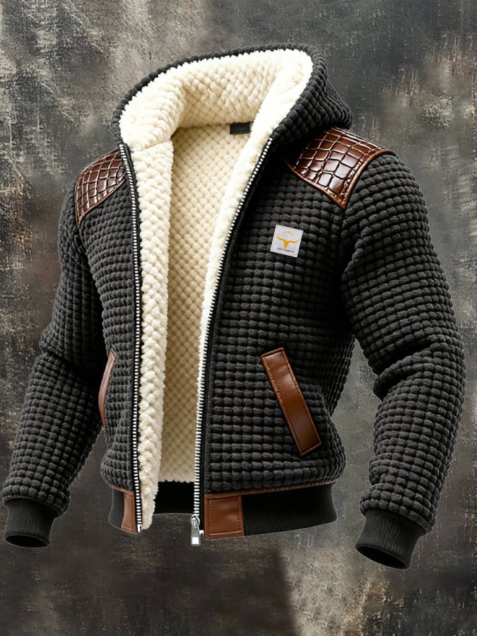 JULIAN - TEXTURED JACKET WITH EMBOSSED LEATHER