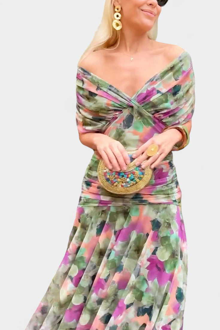 Emily™ | Long Floral V-Neck Dress