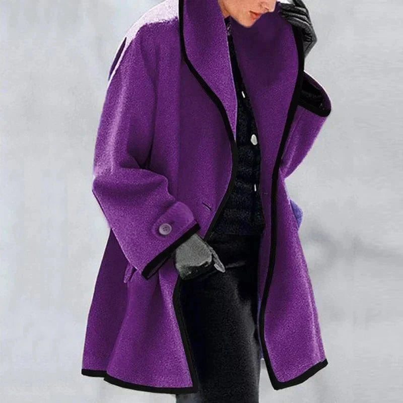 Liora | Wool Coat with Contrast Details