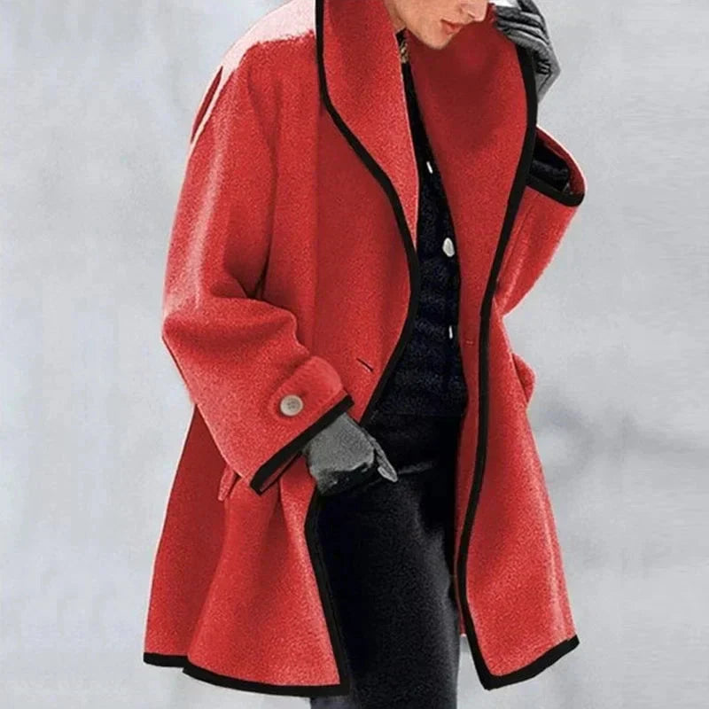 Liora | Wool Coat with Contrast Details