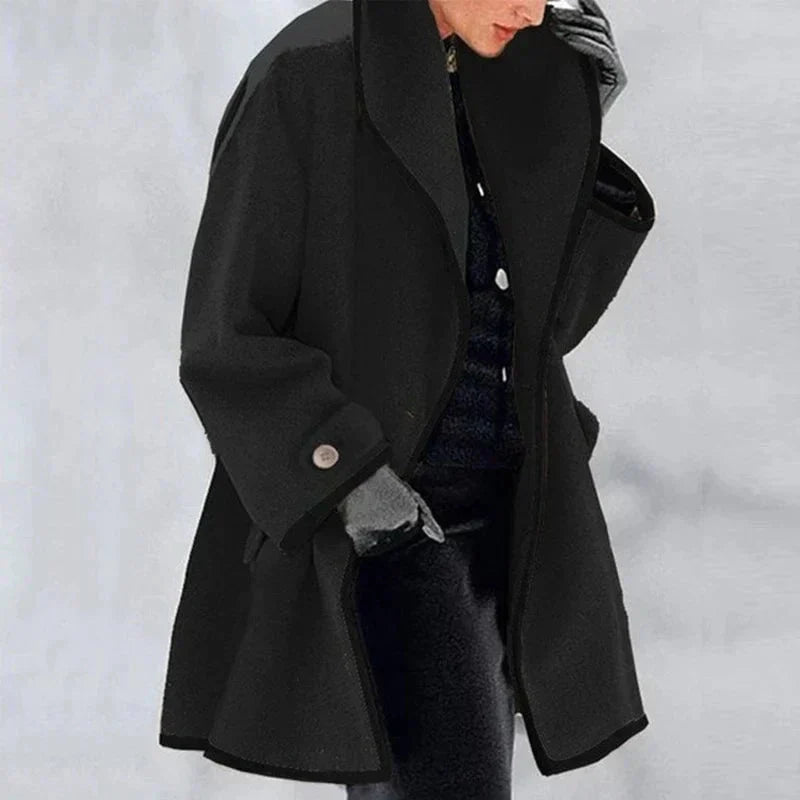 Liora | Wool Coat with Contrast Details